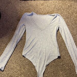American Eagle Outfitters Light Gray Bodysuit